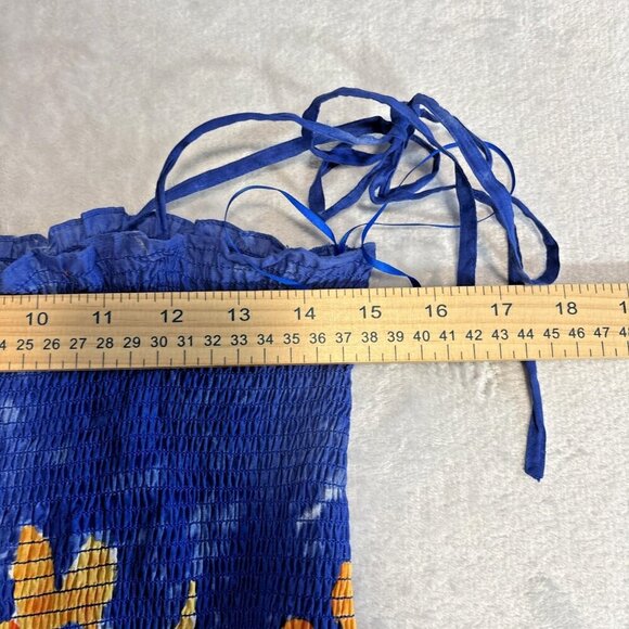 LAUREN RALPH LAUREN Maxi Dress Tiered Tie-Shoulder Tropical Print Ruched Tube SP - Picture 6 of 13